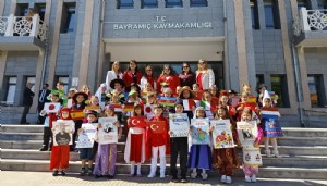 18 Mart Anaokulu 23 nisan Dünya Çocukları kardeşlik yürüyüşüne katıldı.